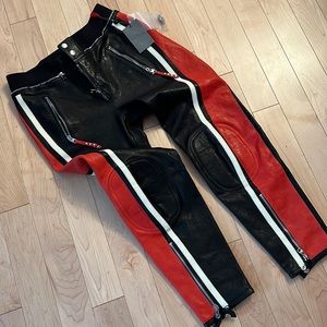 Alexander McQueen Leather Pant Multicolor Full Gran Lambskin Black/White/Red